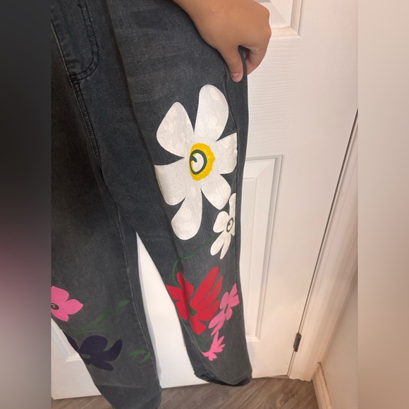 Floral Embroidered Denim Overalls - Picture 2 of 4